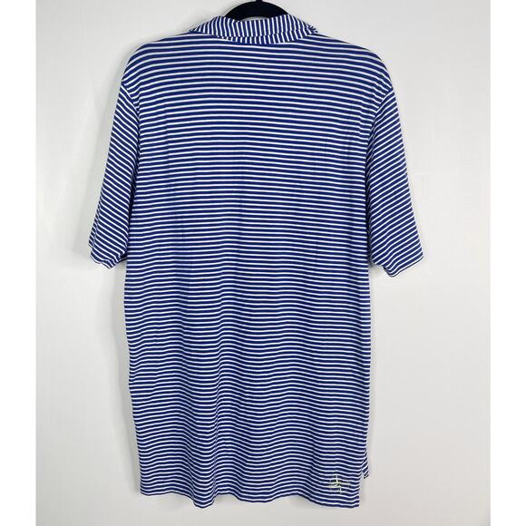 B Draddy Mens Medium M Blue White Striped Pima Cotton Golf Polo SA Embroidered - Picture 2 of 7